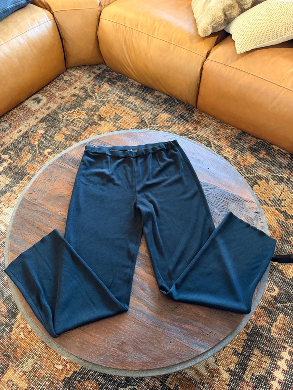 Ming Wang Knit Straight‎ Leg Pants black pull on pants slacks XL EUC Worn